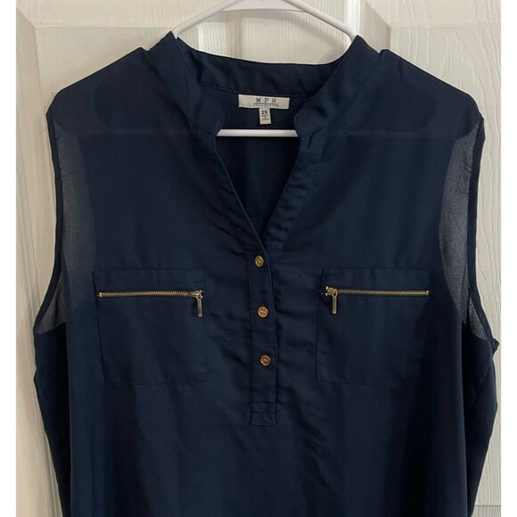 MPH Collection Sleeveless Top Size 2X Dark Blue - Picture 2 of 5